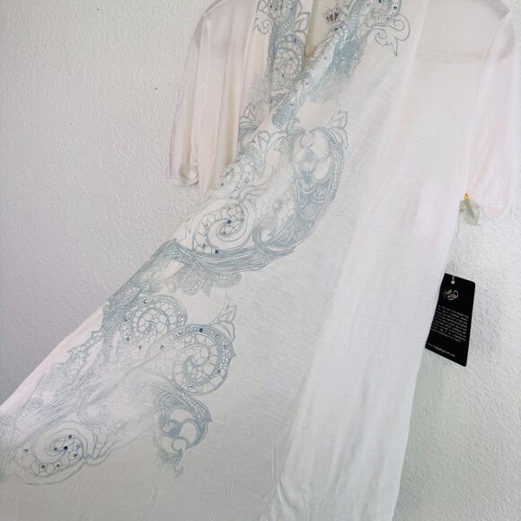 Key Closet Cardigan Top Women Small Rhinestone Swarovski Crystal Flowy Light NEW - Picture 4 of 11